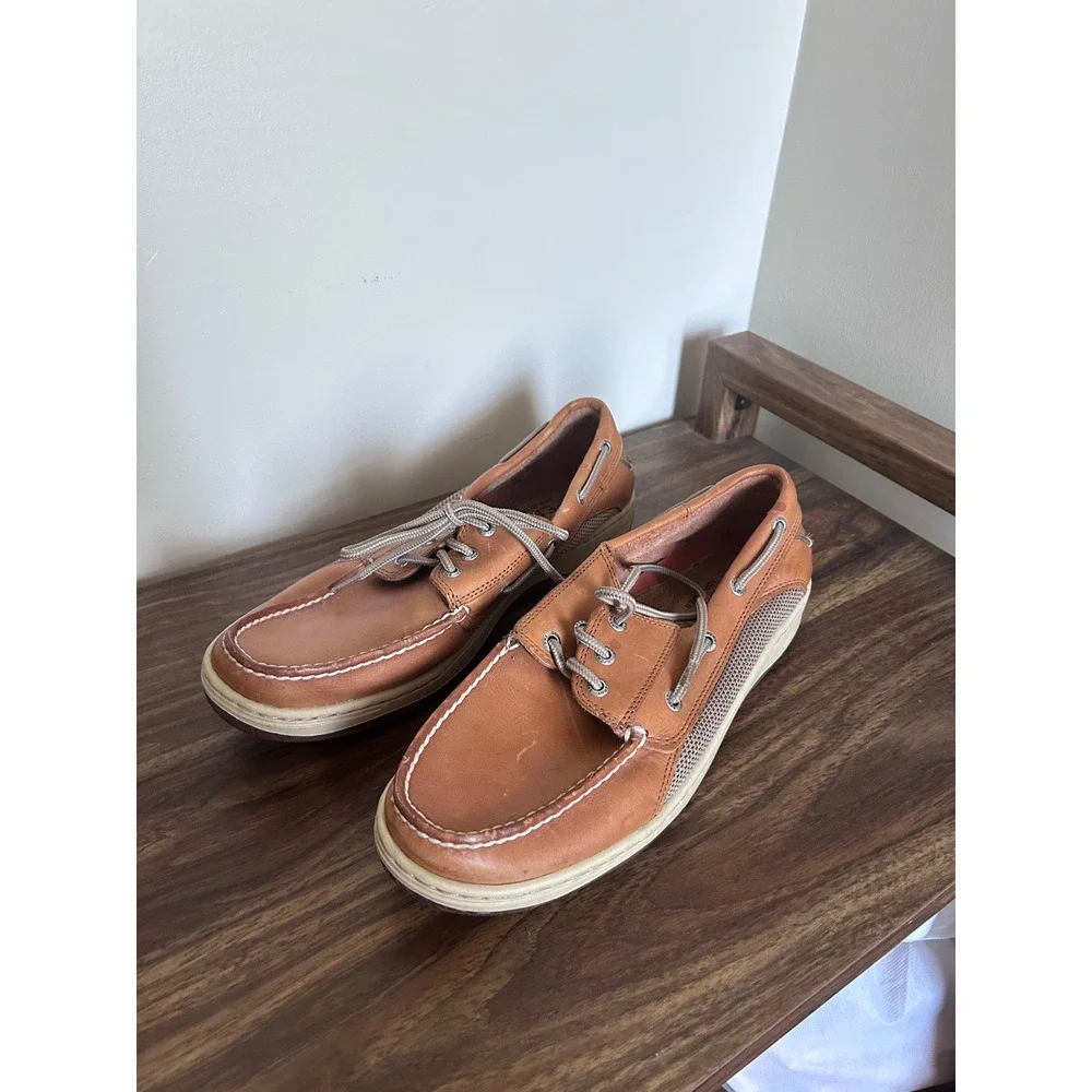 Sperry Top-Sider Billfish Mens Tan Leather Mesh Boat Shoes 11.5M 0799320